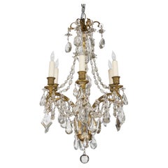Antique French Gilded Bronze and Crystal Chandelier