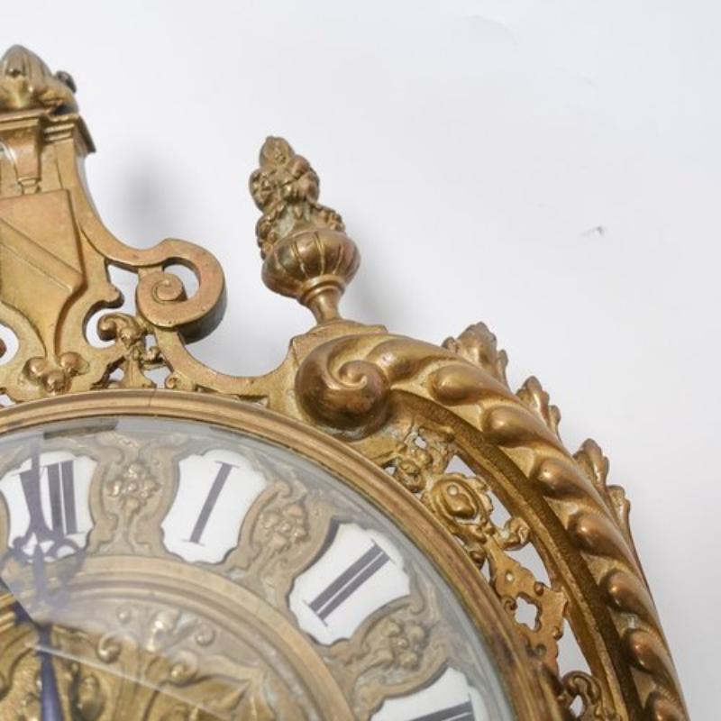 Antique French Gilded Bronze Cartel Wall Clock For Sale 1