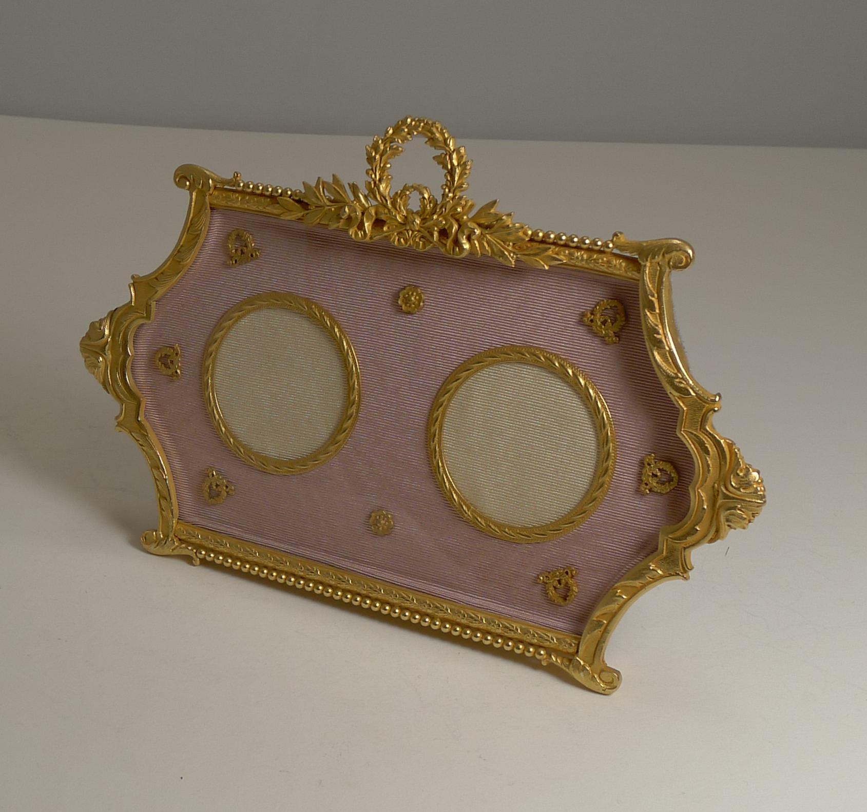 Antique French Gilded Bronze Double Photograph / Picture Frame c.1900 In Good Condition In Bath, GB