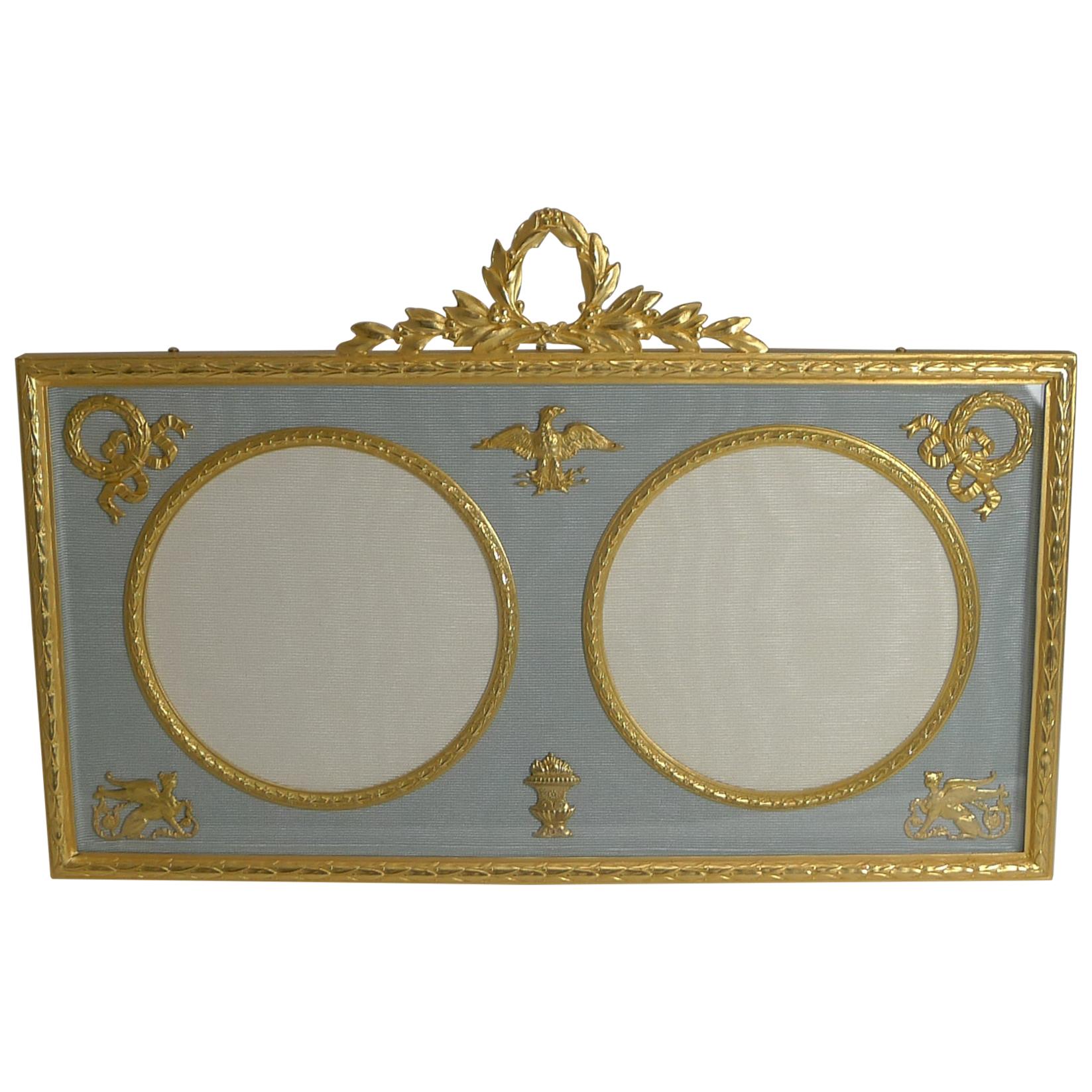 Antique French Gilded Bronze Double Photograph / Picture Frame, circa 1900