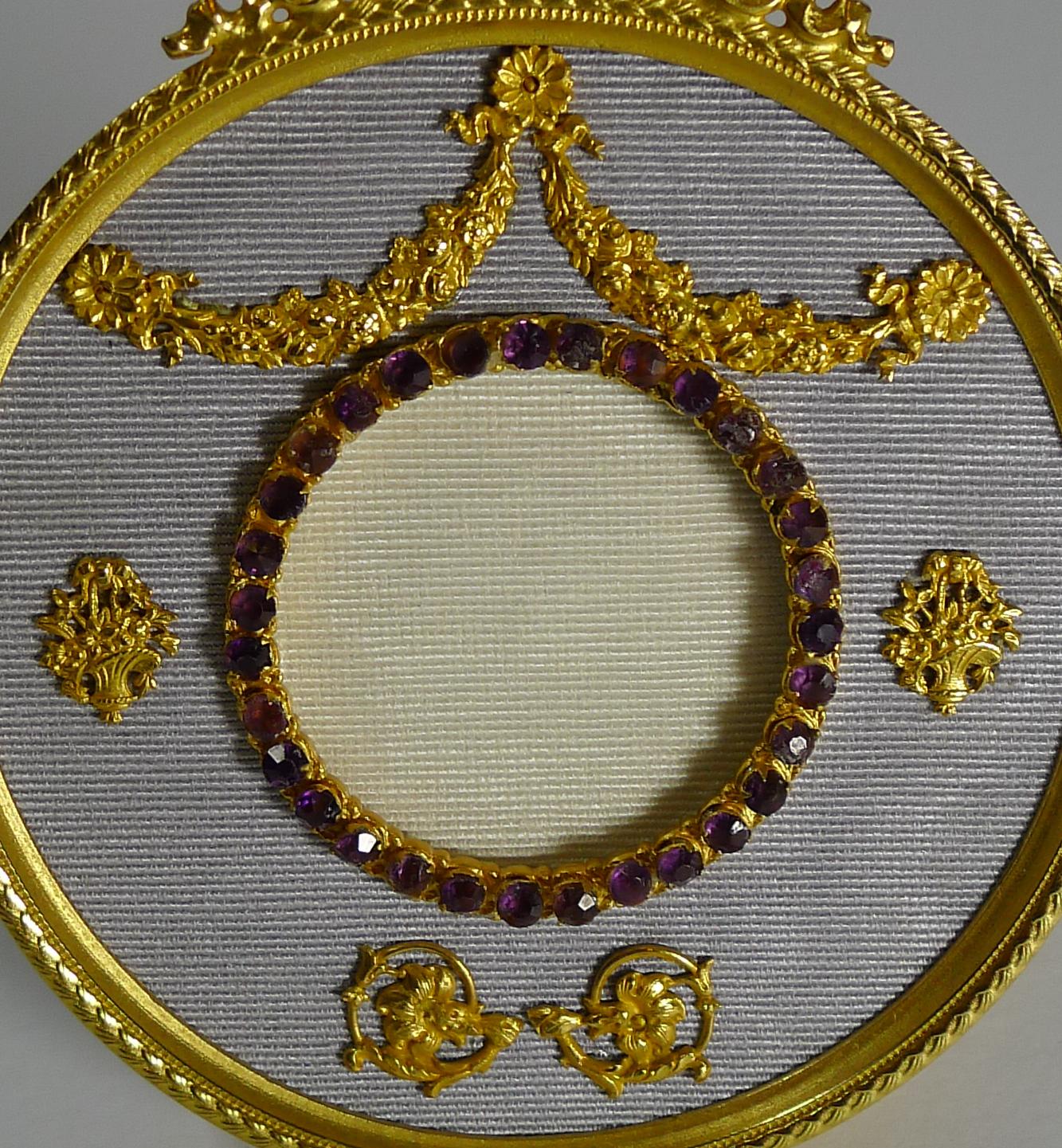 Antique French Gilded Bronze Photograph/Picture Frame, Amethyst Paste circa 1910 In Good Condition In Bath, GB