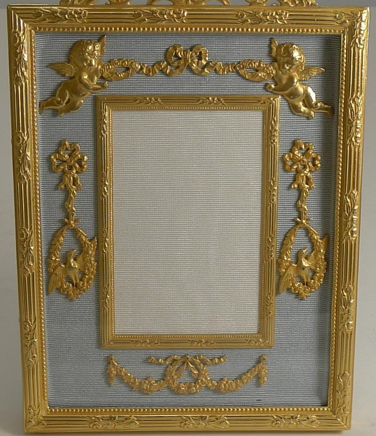 Antique French Gilded Bronze Photograph or Picture Frame circa 1900, Cherubs at 1stdibs