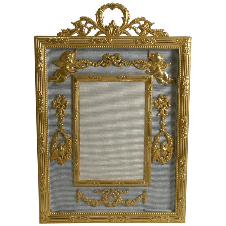 Antique French Gilded Bronze Photograph or Picture Frame circa 1900, Cherubs at 1stdibs