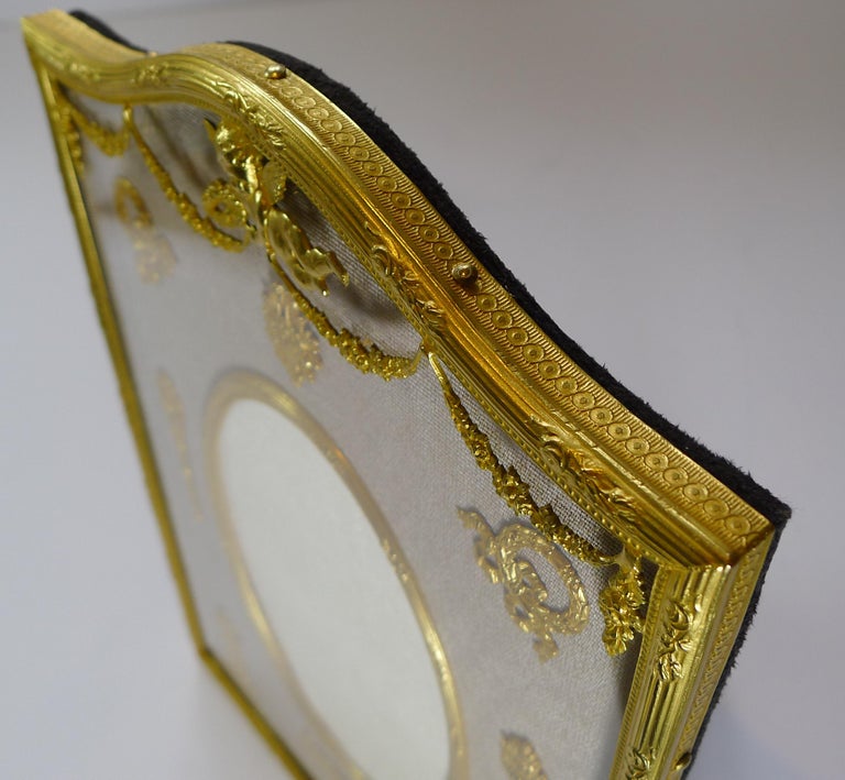 Antique French Gilded Bronze Picture Frame, Cherub, c.1900 For Sale at