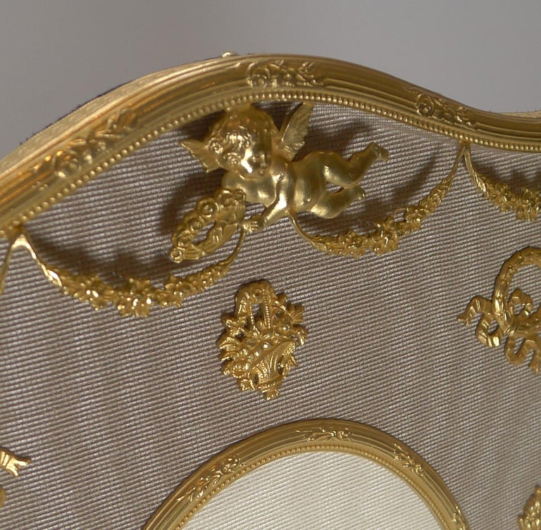 Antique French Gilded Bronze Picture Frame, Cherub, c.1900 For Sale at