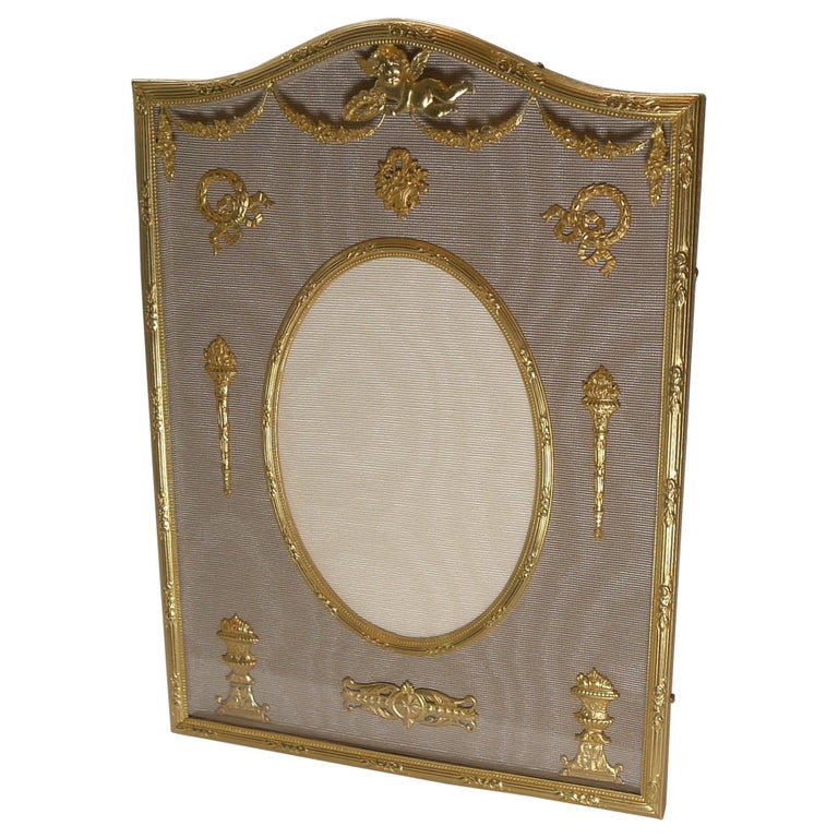Antique French Gilded Bronze Picture Frame, Cherub, c.1900 For Sale at