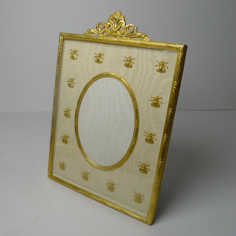 Edwardian Antique French Gilded Bronze Picture Frame - Napoleonic Bees For Sale
