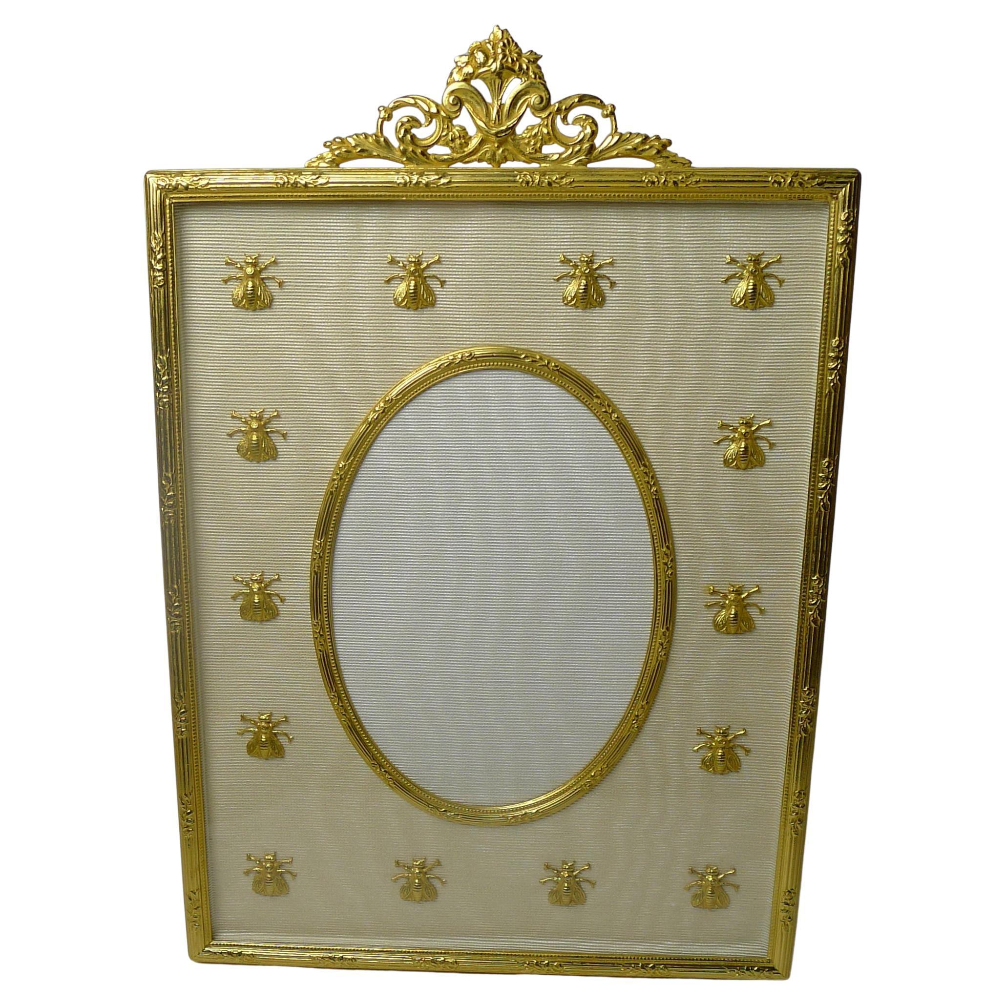 Antique French Gilded Bronze Picture Frame - Napoleonic Bees For Sale