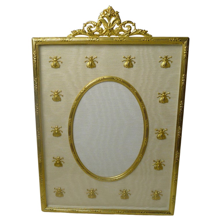 Antique French Gilded Bronze Picture Frame - Napoleonic Bees For Sale