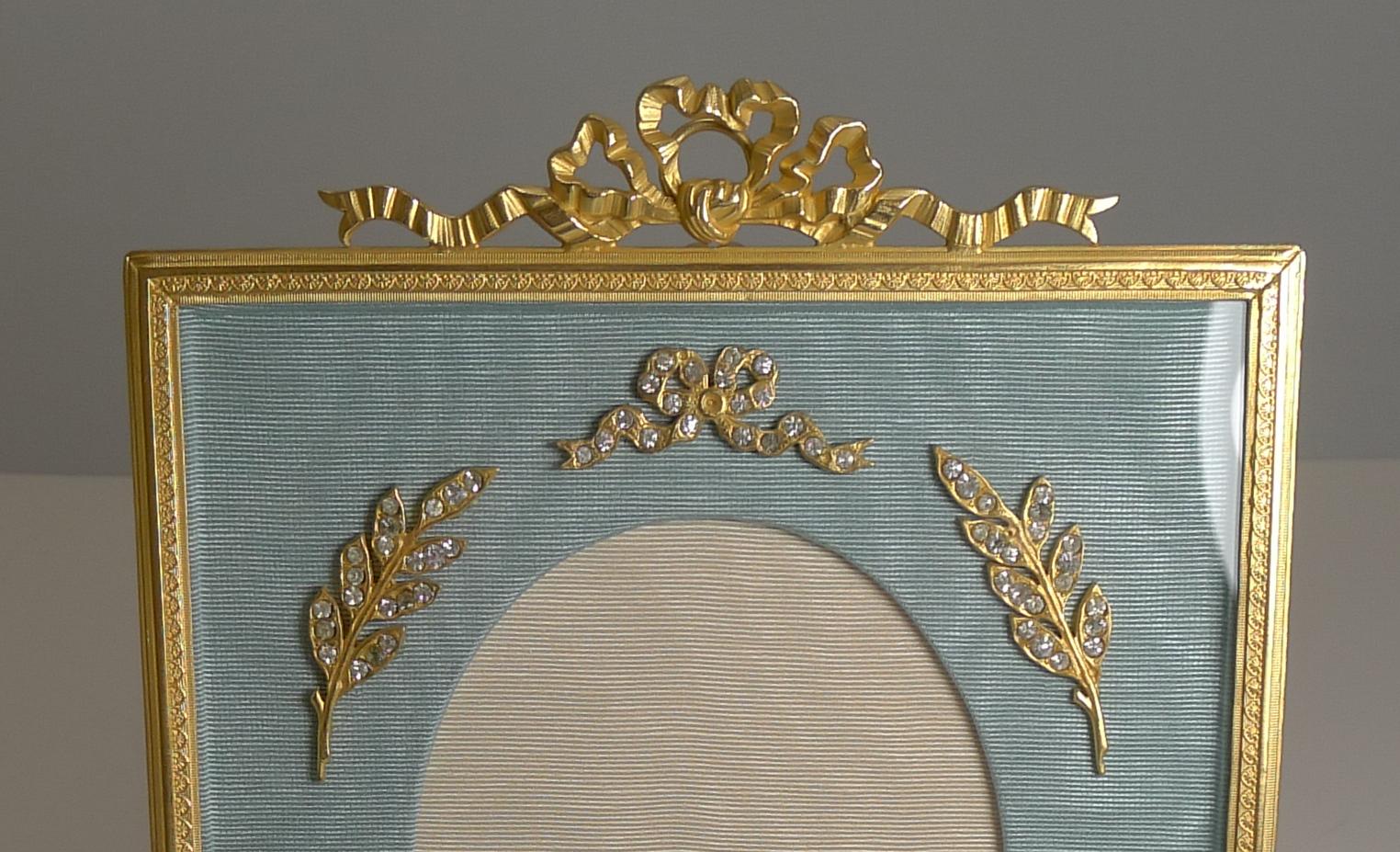 Edwardian Antique French Gilded Bronze Picture Frame - Paste Stones c.1900