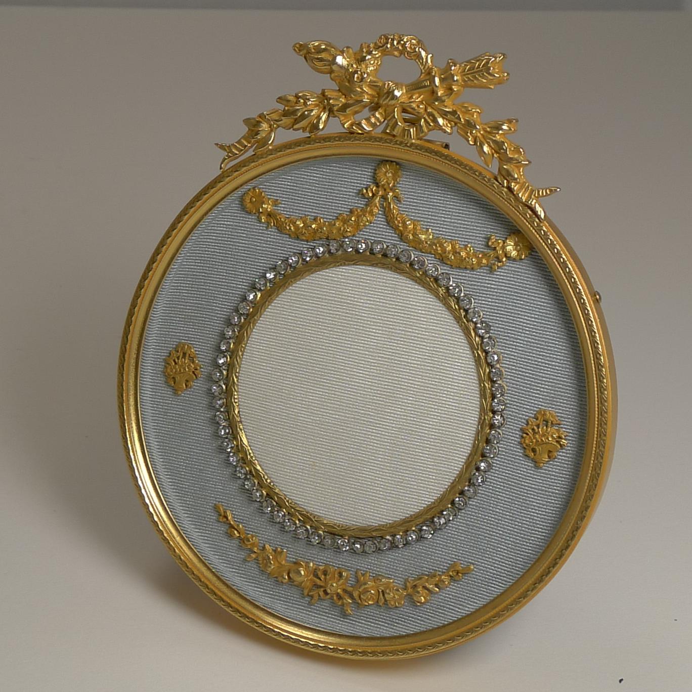 Gilt Antique French Gilded Bronze Picture Frame, Paste Stones, circa 1900