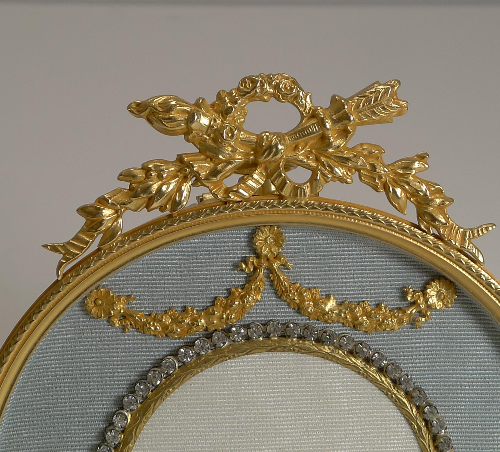 Antique French Gilded Bronze Picture Frame, Paste Stones, circa 1900 1