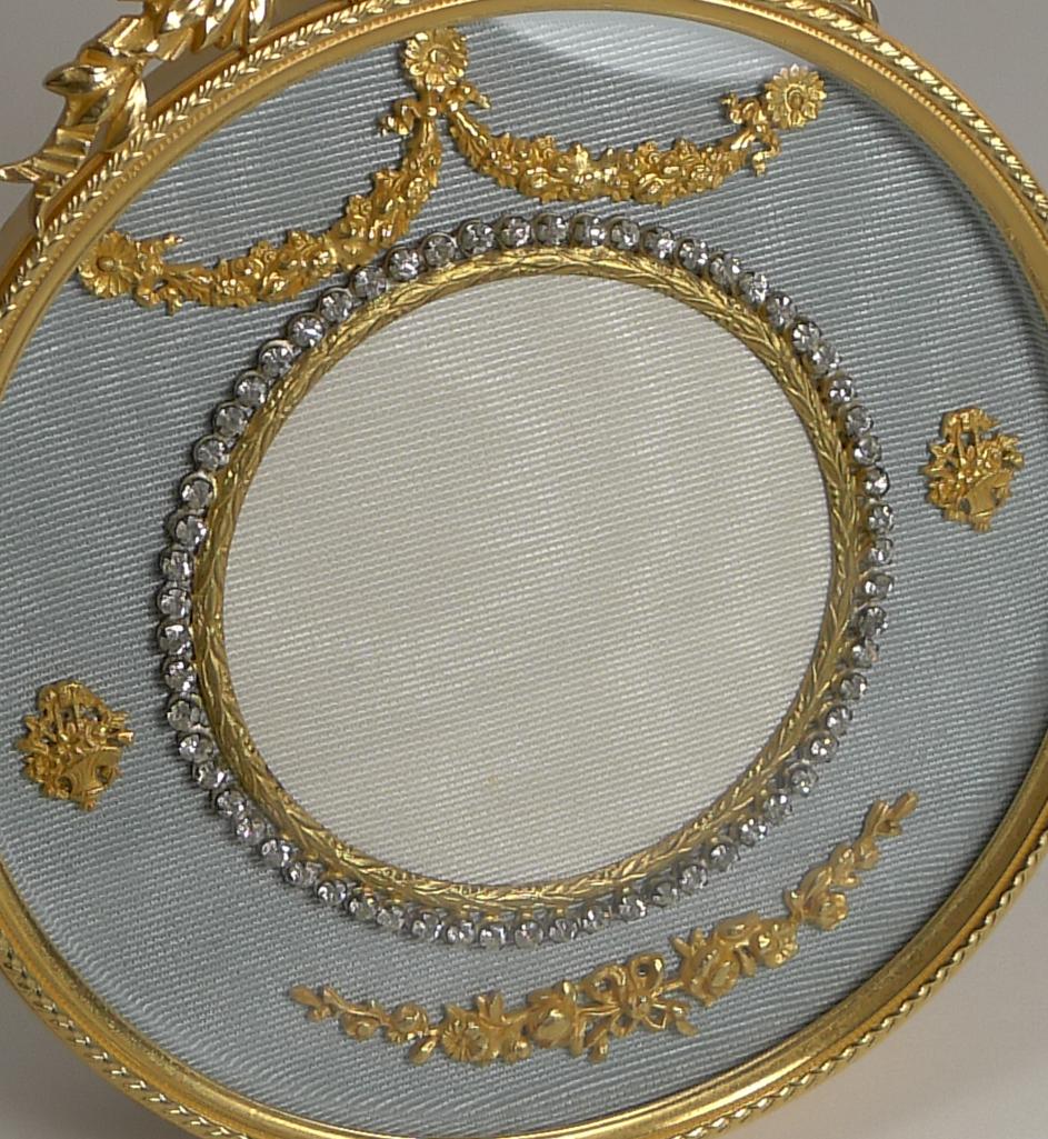 Antique French Gilded Bronze Picture Frame, Paste Stones, circa 1900 2