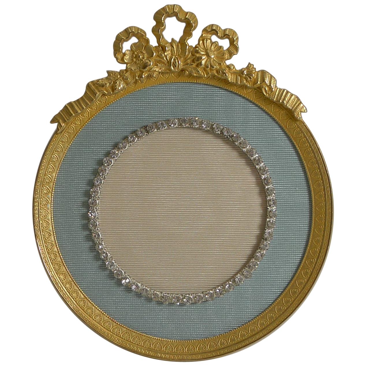 Antique French Gilded Bronze Picture Frame, Paste Stones, circa 1900