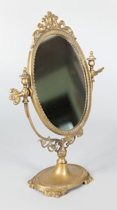 Antique French Gilded Bronze Vanity Table Mirror