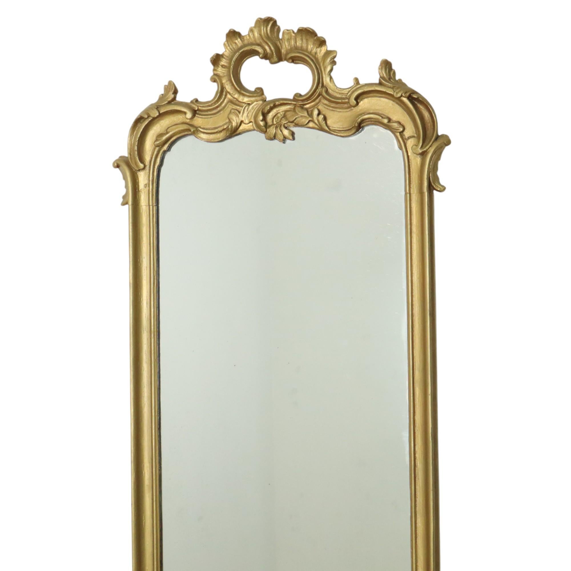 Baroque Antique miroir doré français de style baroque 19ème siècle 148 cm en vente