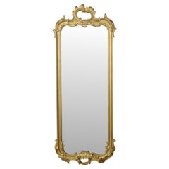 Antique miroir doré français de style baroque 19ème siècle 148 cm