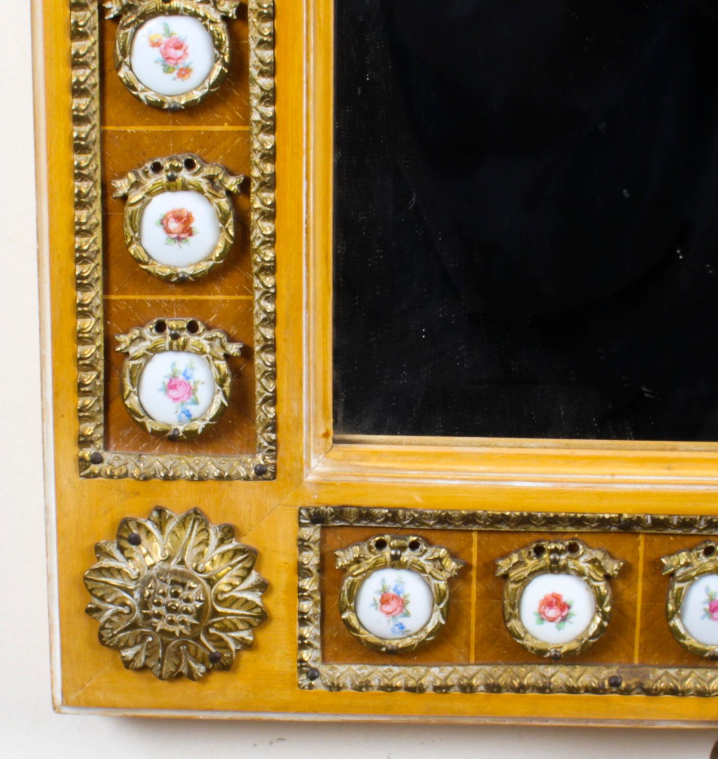 Antique French Gilded Mirror Limoges Plaques Mid 20th Century 3