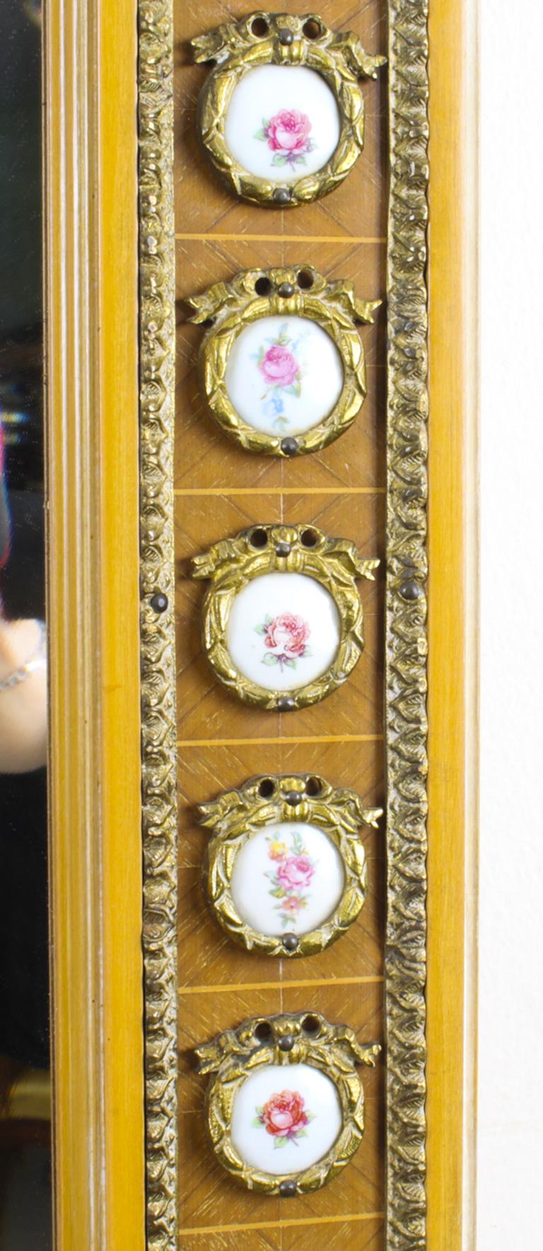 Antique French Gilded Mirror Limoges Plaques Mid 20th Century 2