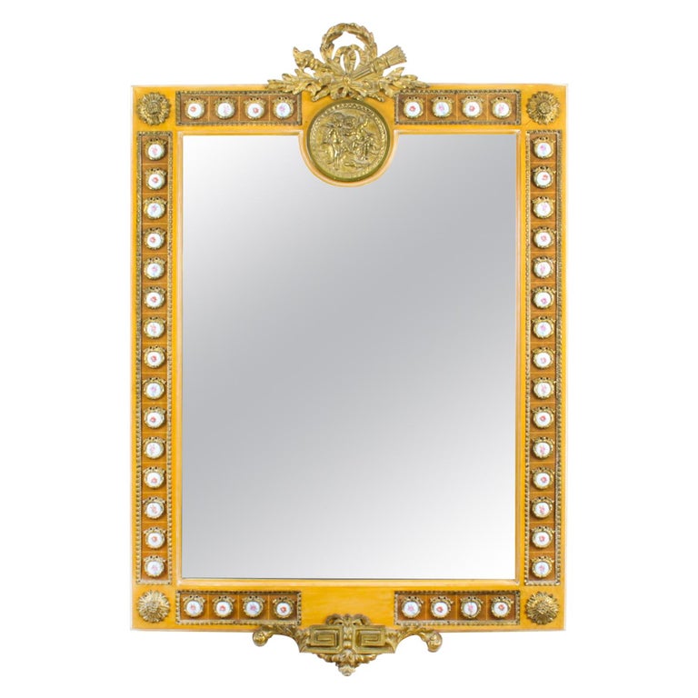 Antique French Gilded Mirror Limoges Plaques Mid 20th Century at 1stDibs