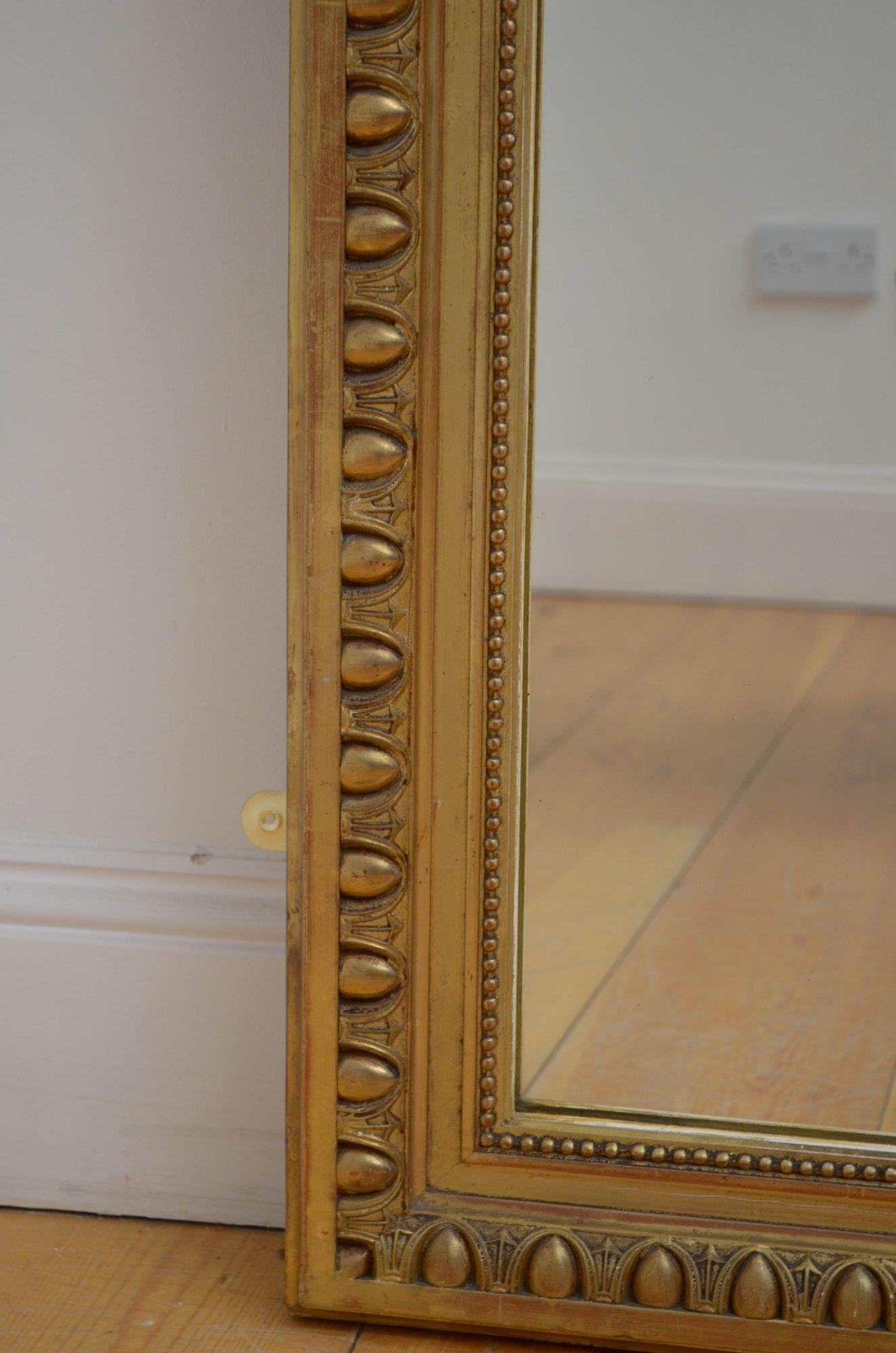 Miroir mural doré français ancien H164 cm Bon état - En vente à Whaley Bridge, GB