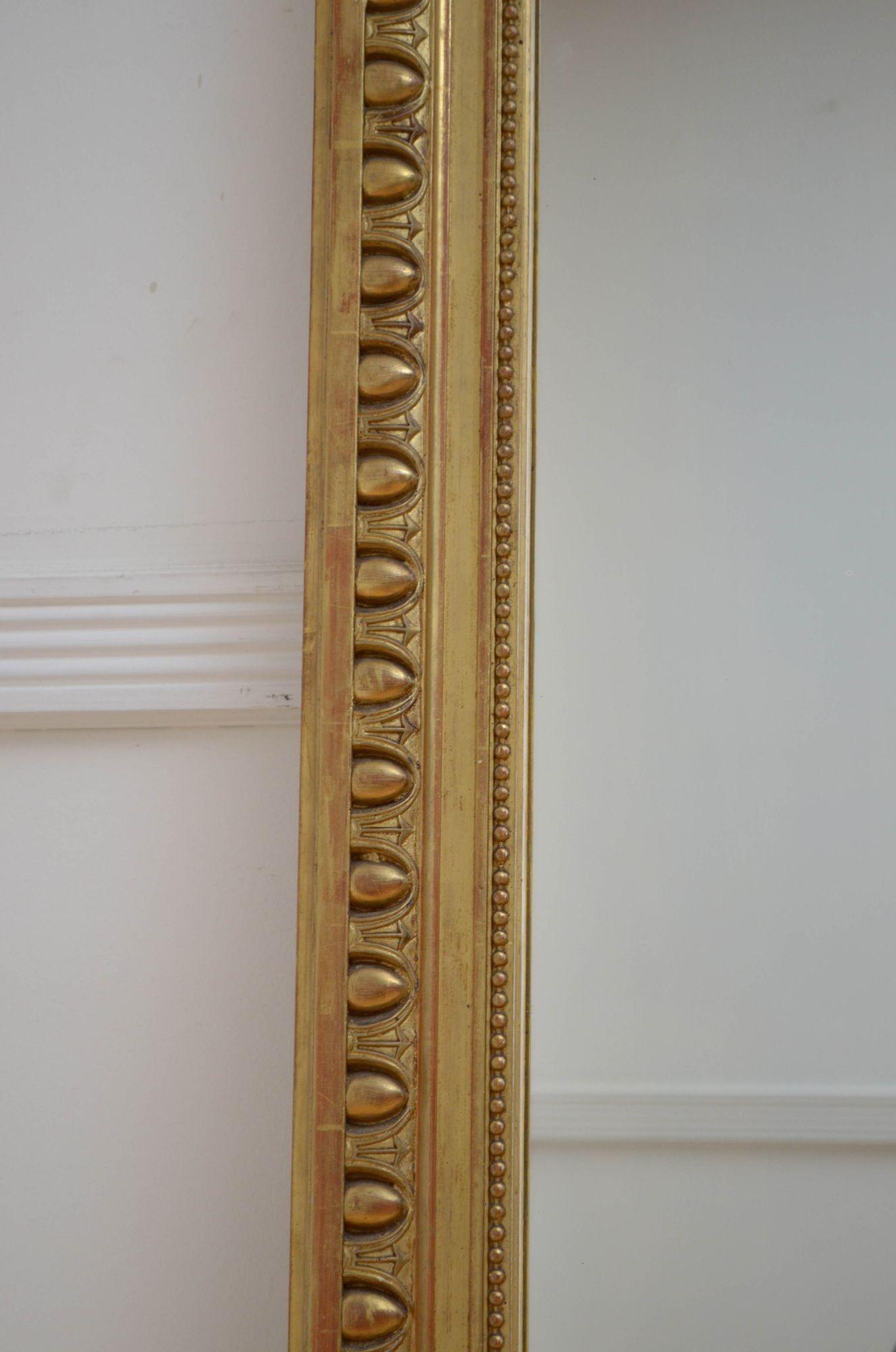 Gold Leaf Antique French Gilded Wall Mirror H164cm For Sale