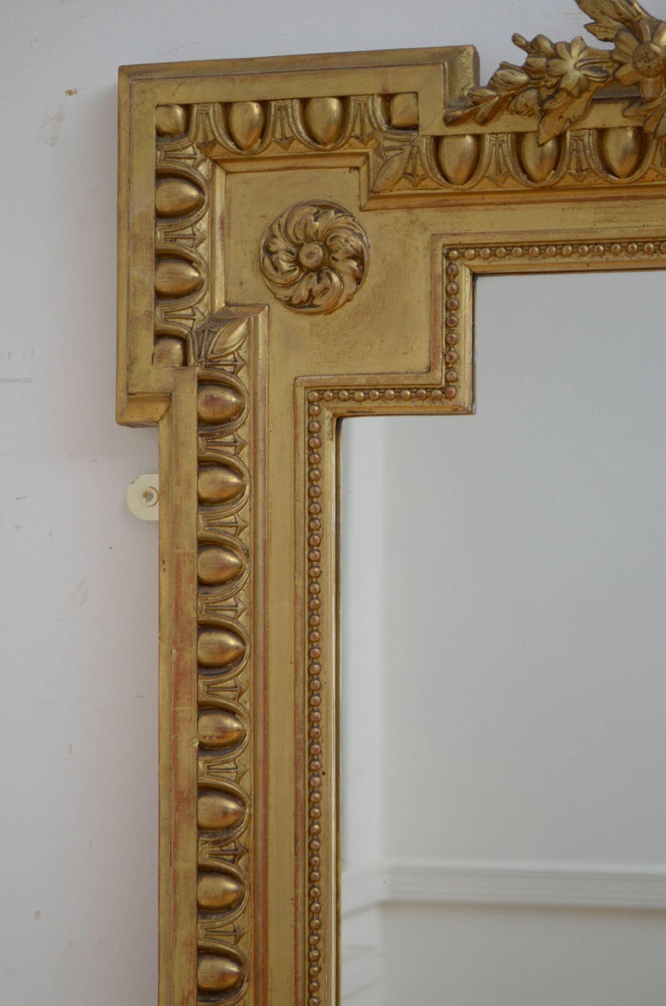 Antique French Gilded Wall Mirror H164cm For Sale 1
