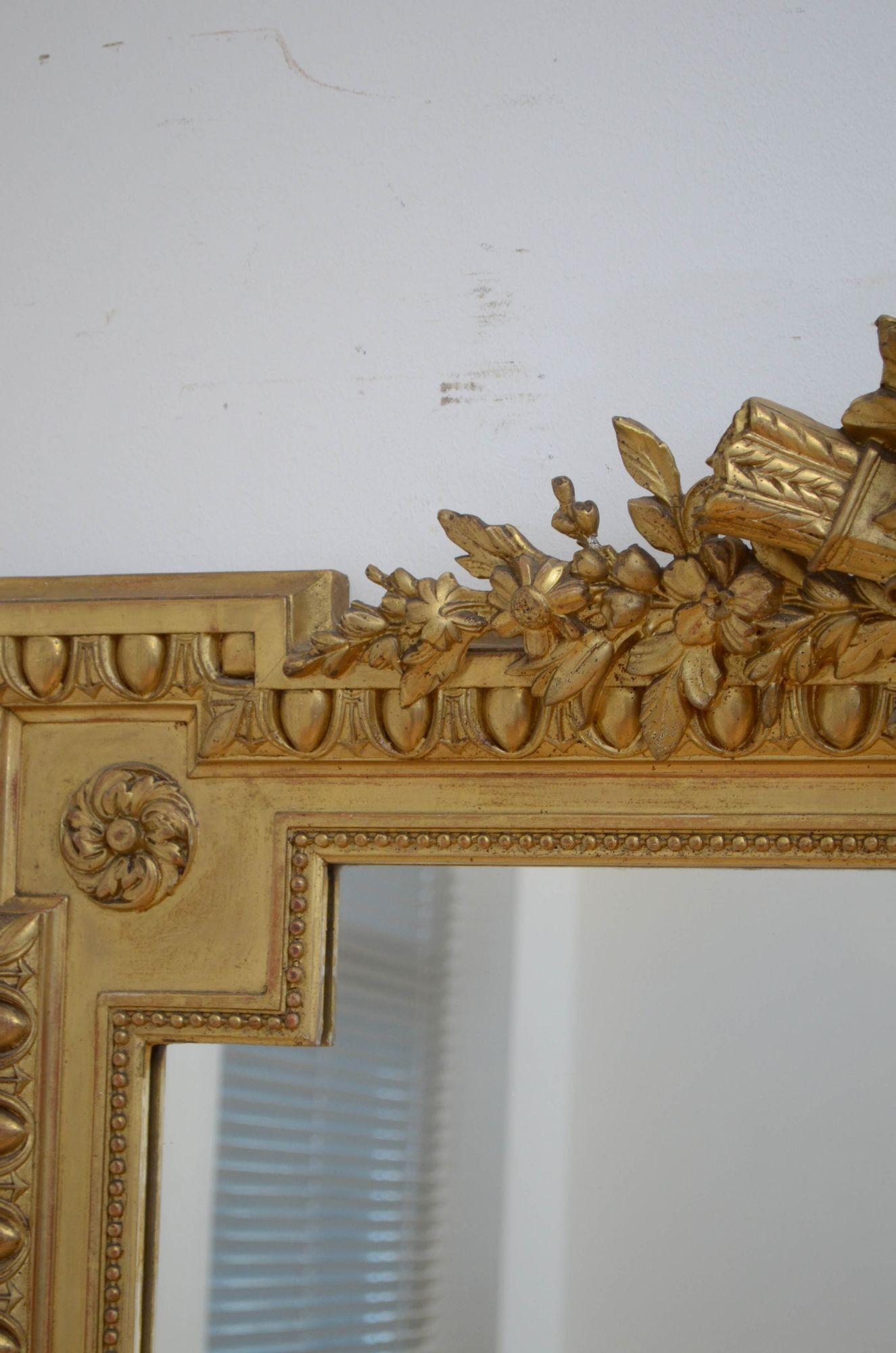 Antique French Gilded Wall Mirror H164cm For Sale 2