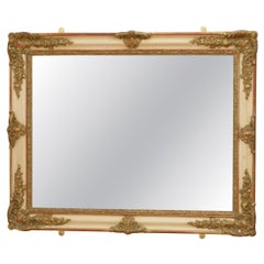 Miroir mural français ancien doré, H 2 pieds 10 pouces