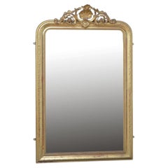 Antique French Gilded Wall Mirror with Greek Key Design, c1850