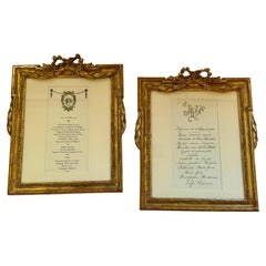 Antique French Arco dorato Luigi XVI intagliato a mano  coppia di cornici