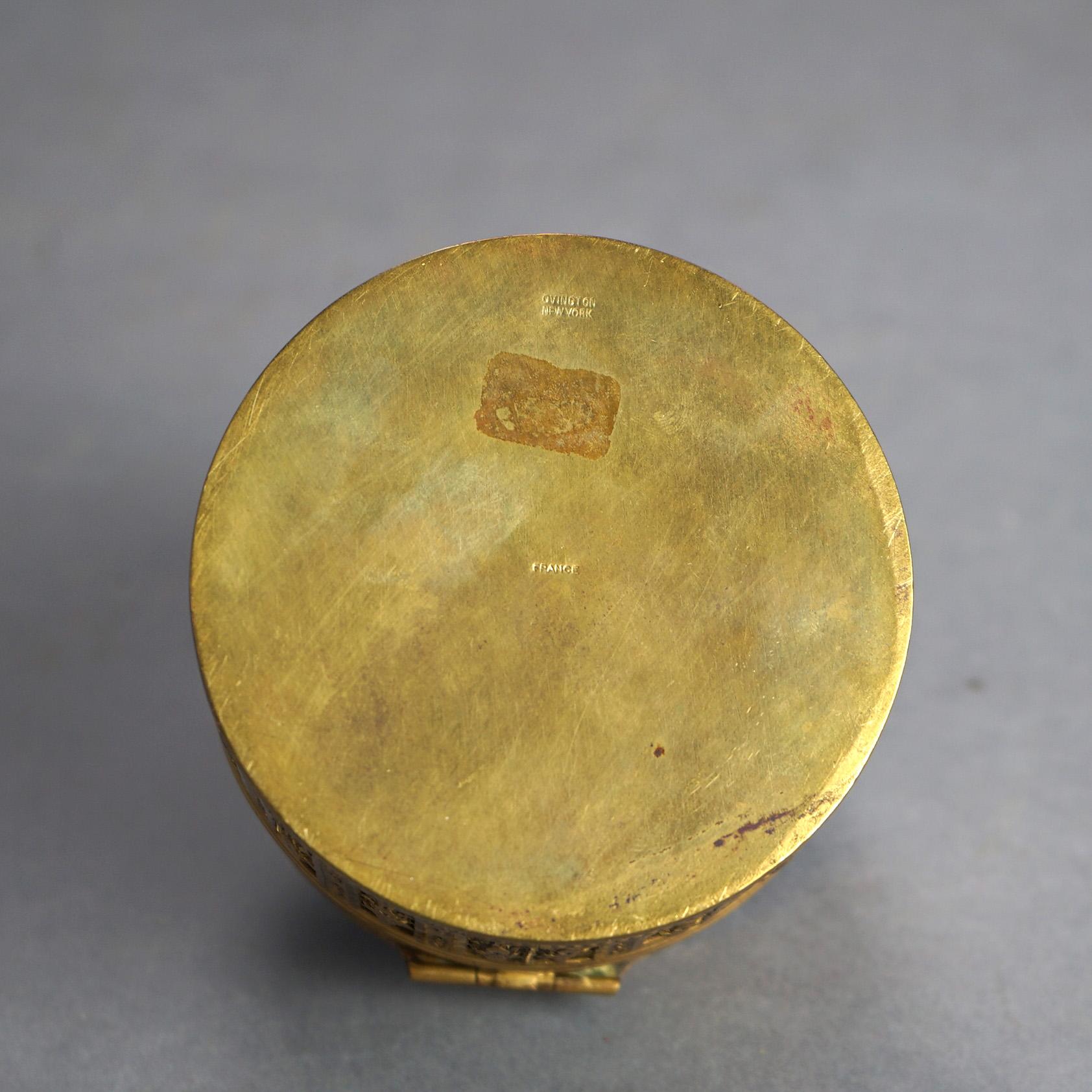 Antique French Gilt Brass & Guilloche Reticulated Portrait Powder Box, 19thC 4