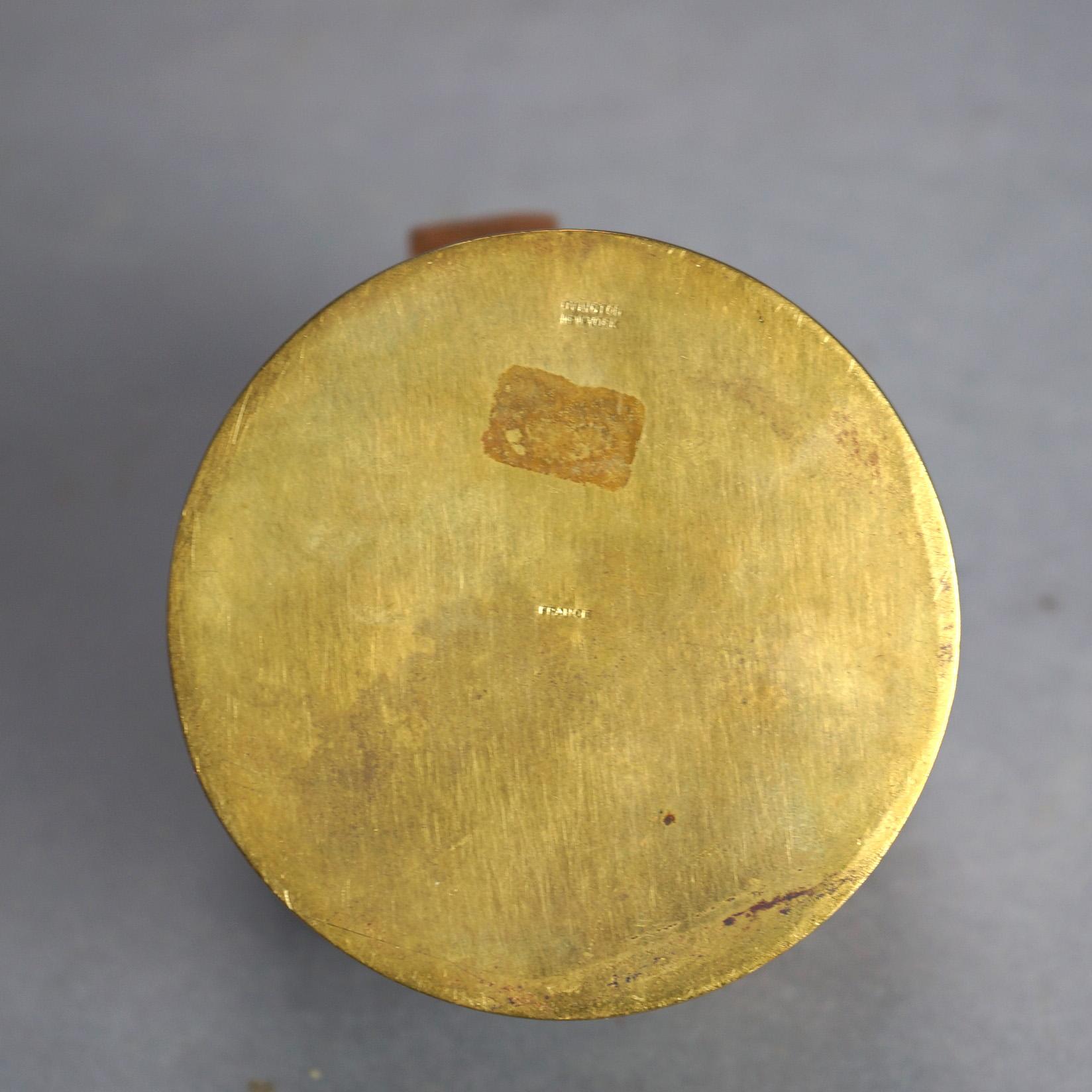 Antique French Gilt Brass & Guilloche Reticulated Portrait Powder Box, 19thC 3