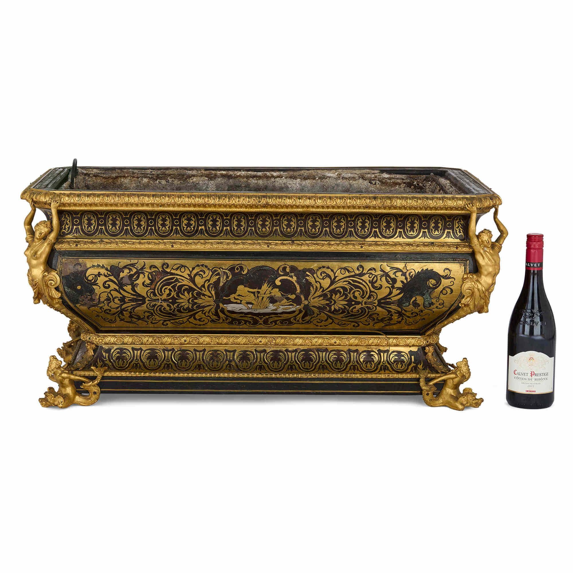 Antique French Gilt Bronze and Boulle Marquetry Jardinière For Sale 1