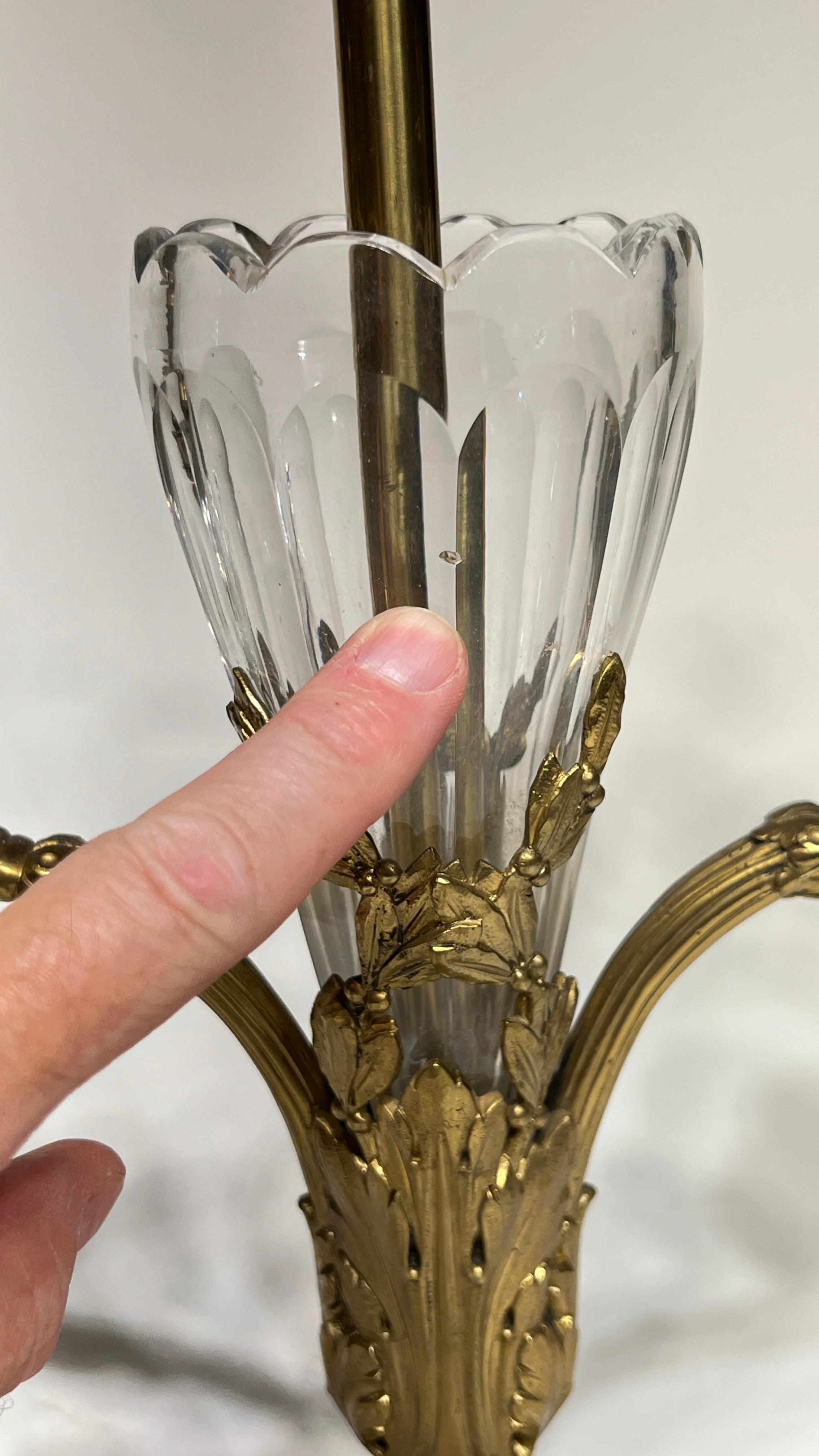Antique French Gilt Bronze and Crystal Glass Table Lamps 11