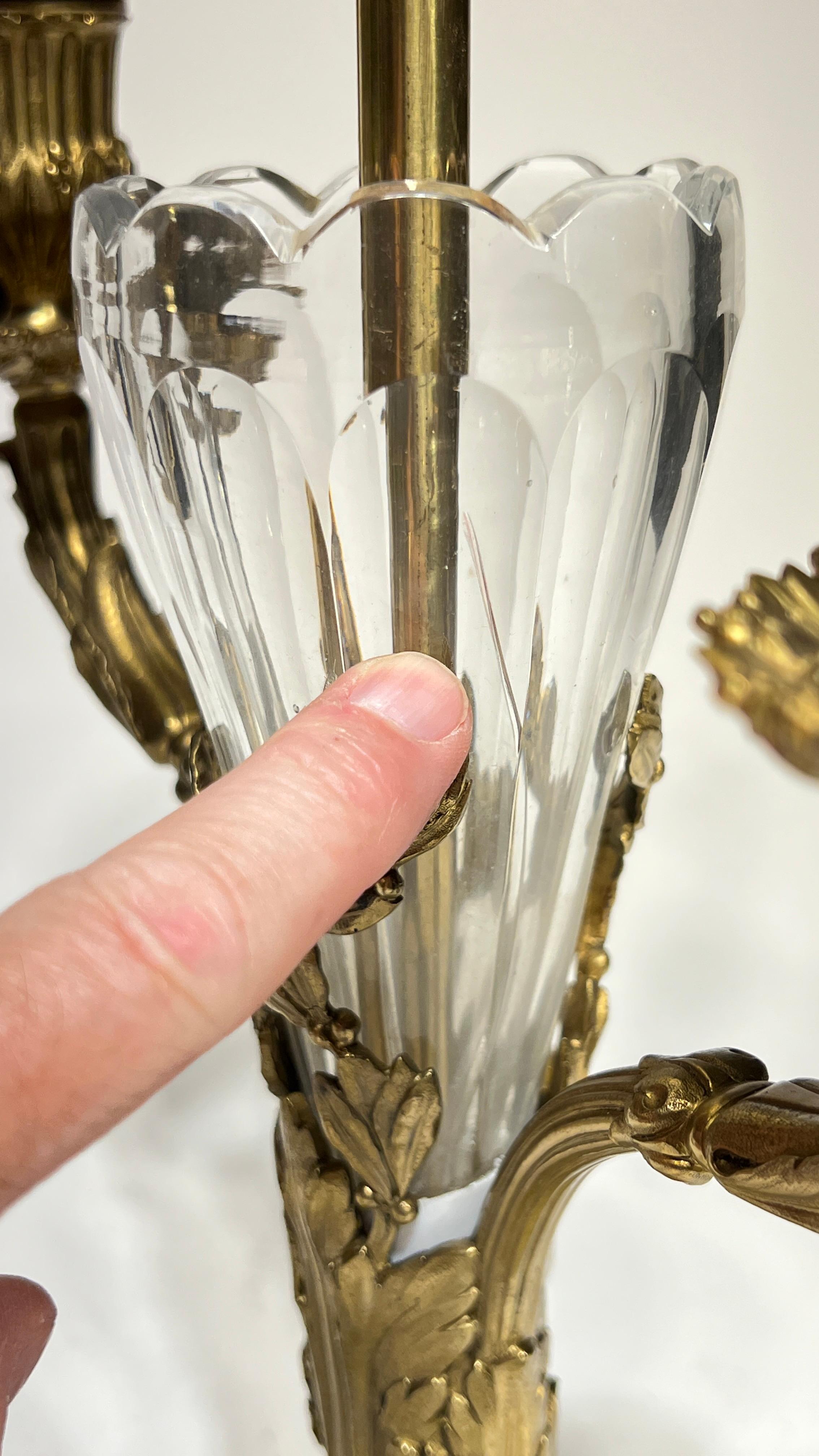 Antique French Gilt Bronze and Crystal Glass Table Lamps 13