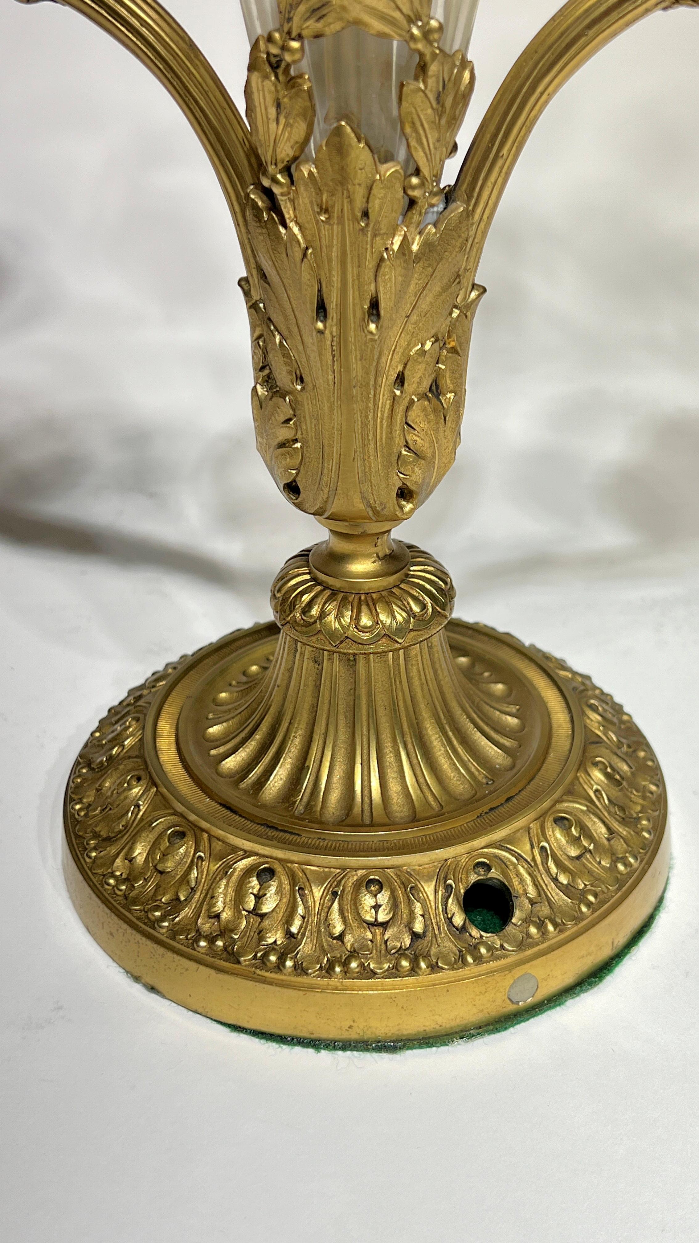 Antique French Gilt Bronze and Crystal Glass Table Lamps 14