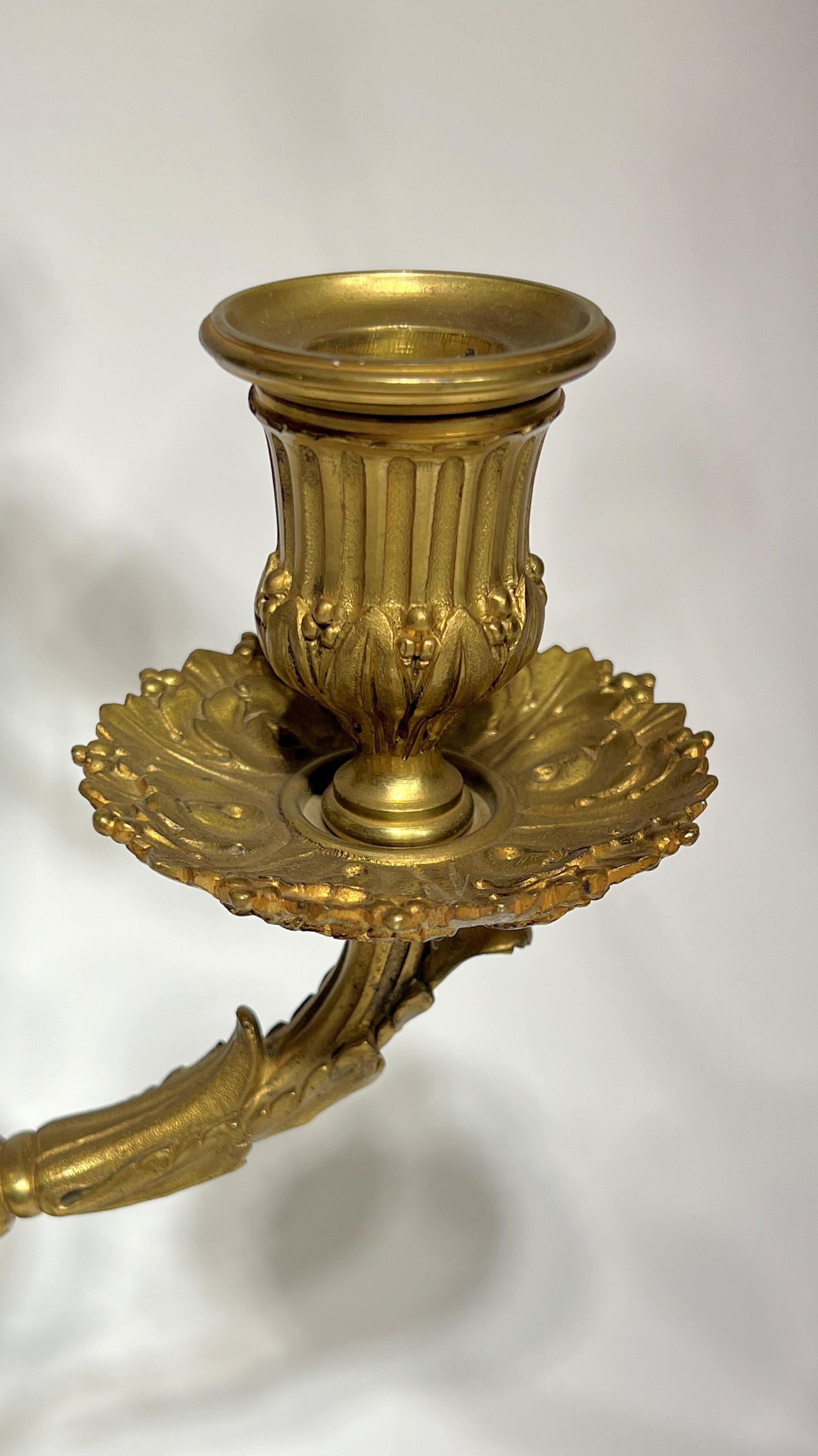 Antique French Gilt Bronze and Crystal Glass Table Lamps 1