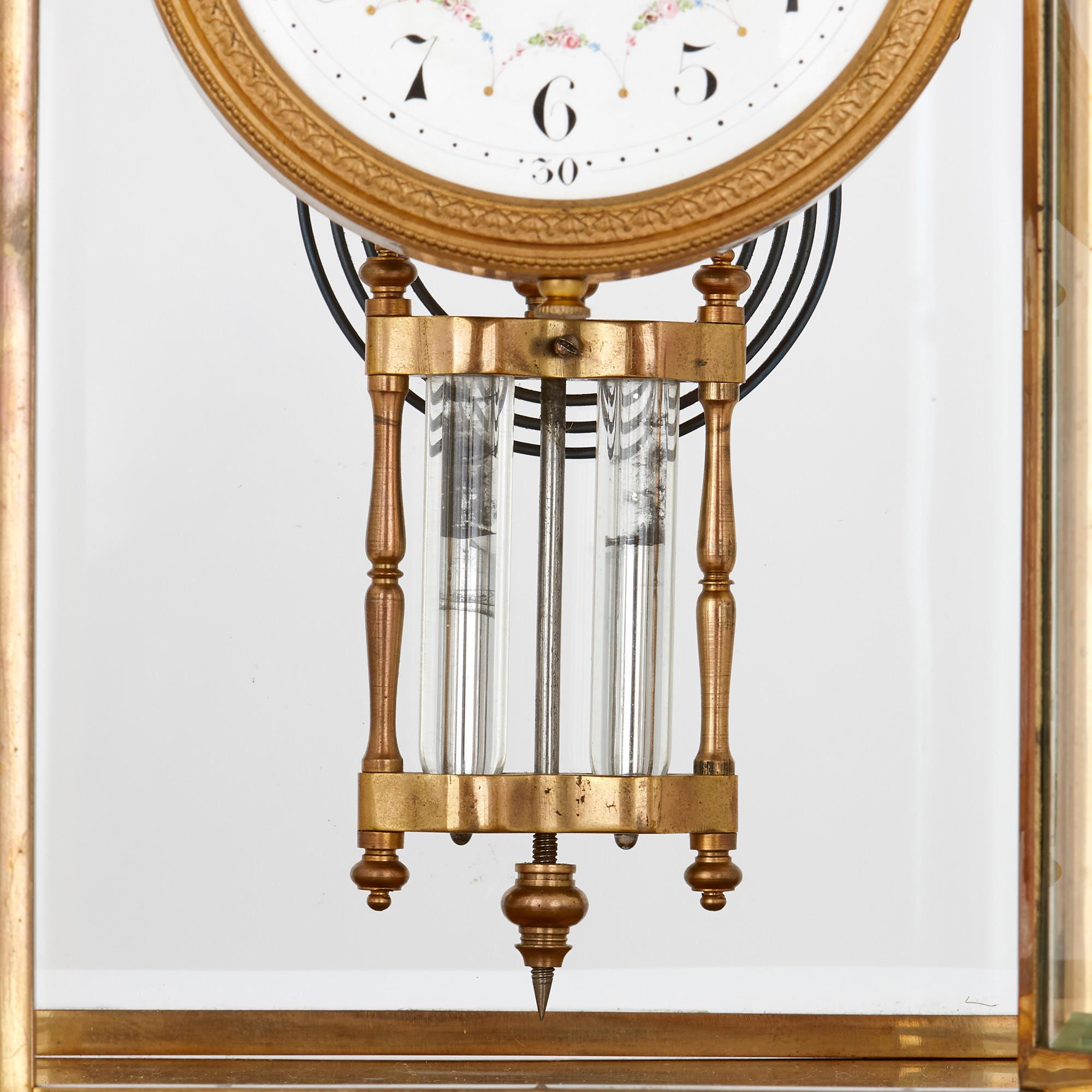 Antique French Gilt Bronze and Cut Glass Clock Set In Good Condition For Sale In London, GB