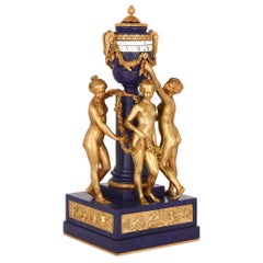 Antique French Gilt Bronze and Lapis Lazuli Mantel Clock after Falconet