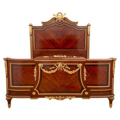 Antique French Gilt Bronze and Mahogany Bed by Paul Sormani 