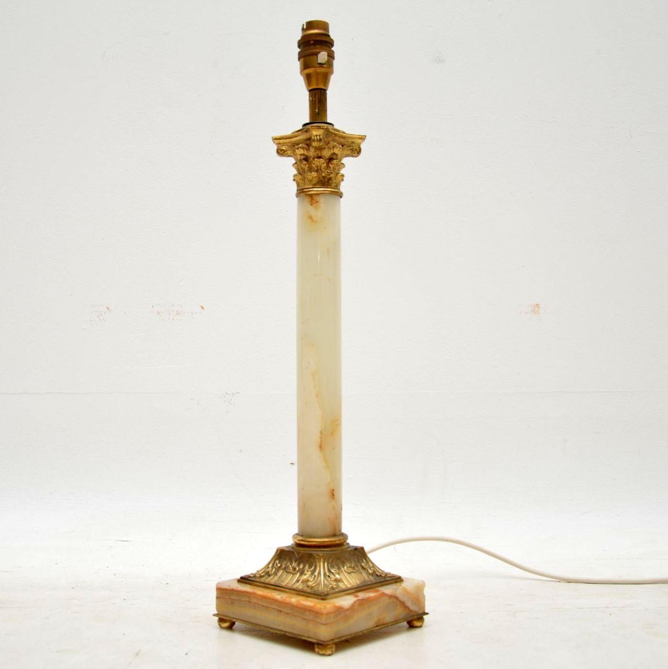 Edwardian Antique French Gilt Bronze and Marble Table Lamp