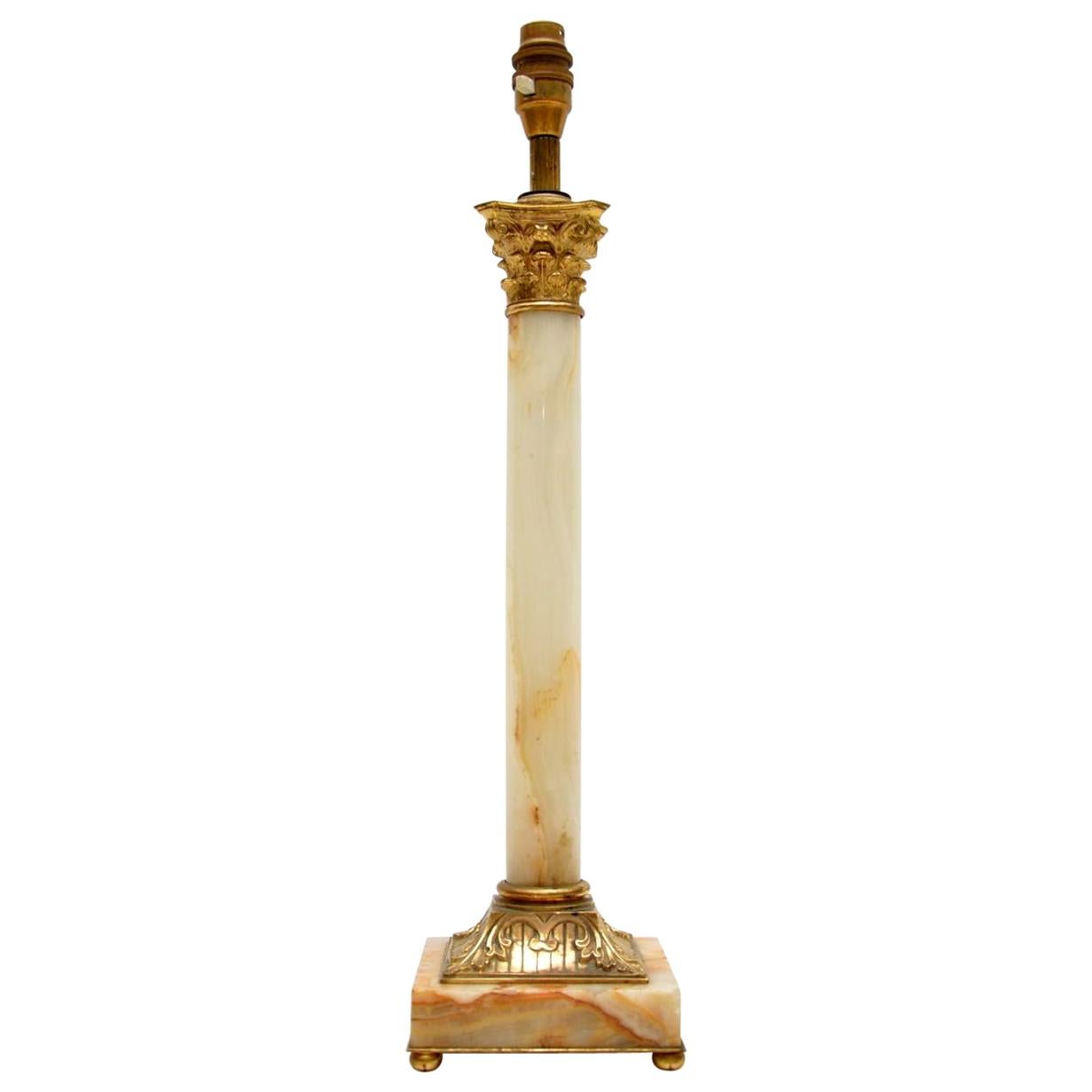 Antique French Gilt Bronze and Marble Table Lamp