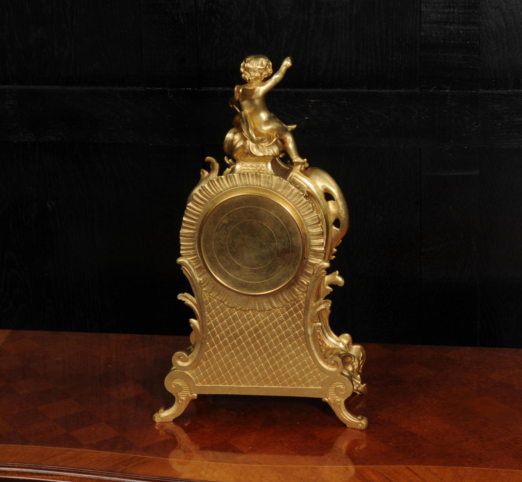Antique French Gilt Bronze and Sevres Porcelain Clock - Fully Working For Sale 8