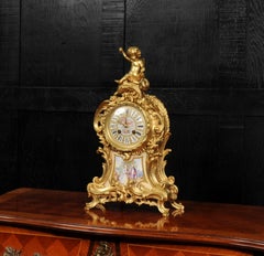 Antique French Gilt Bronze and Sevres Porcelain Clock - Fully Working