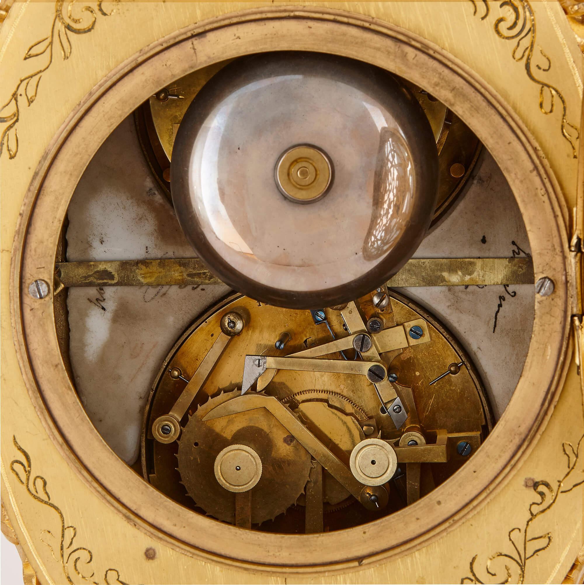 Antique French Gilt Bronze and Sèvres Style Porcelain Clock Set 1