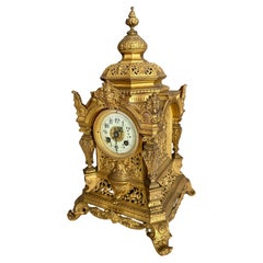 Antiguo Reloj de Arquitectura Francés de Bronce Dorado de S. Marti