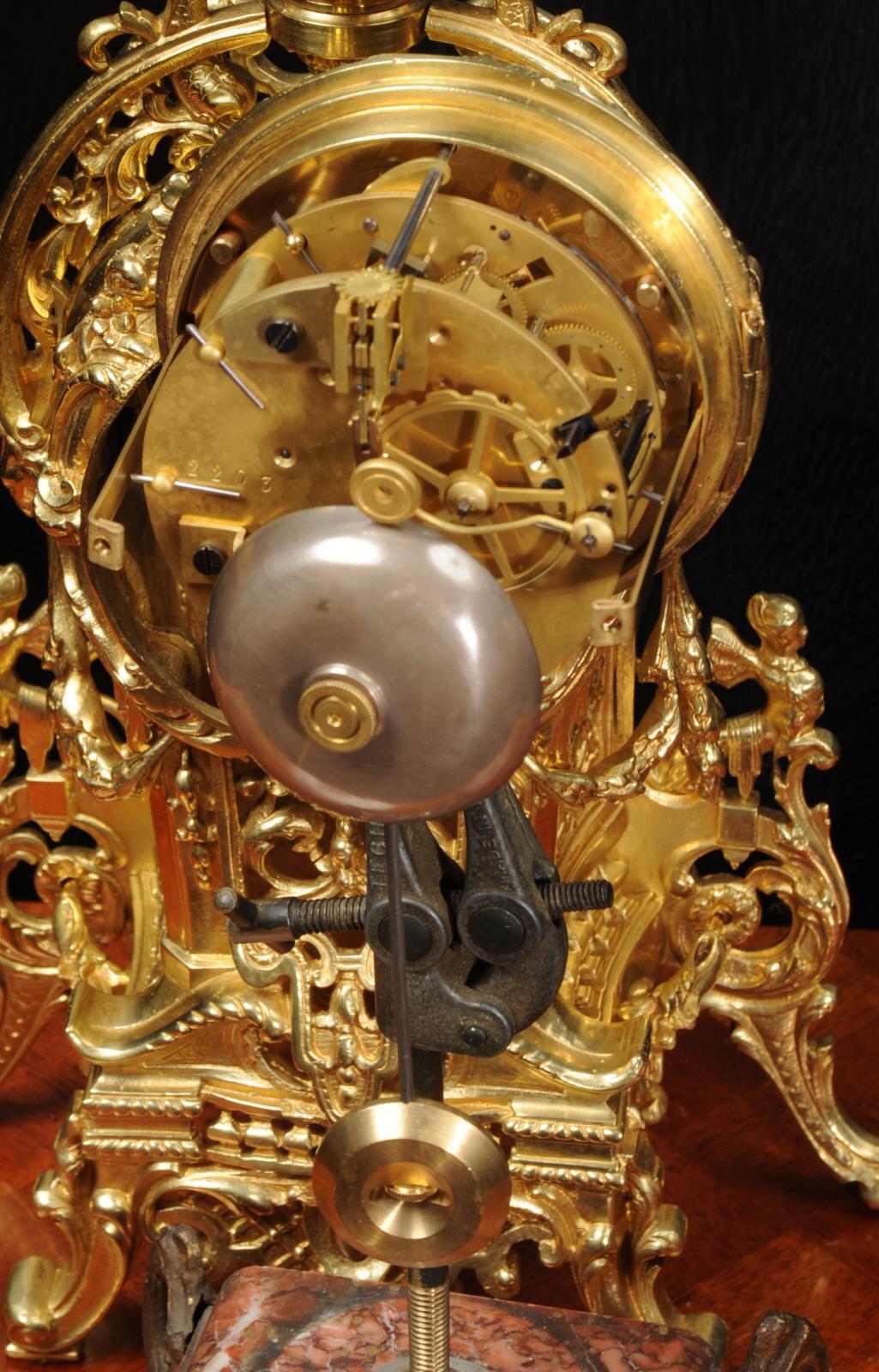 Antique French Gilt Bronze Baroque Boudoir Clock 9