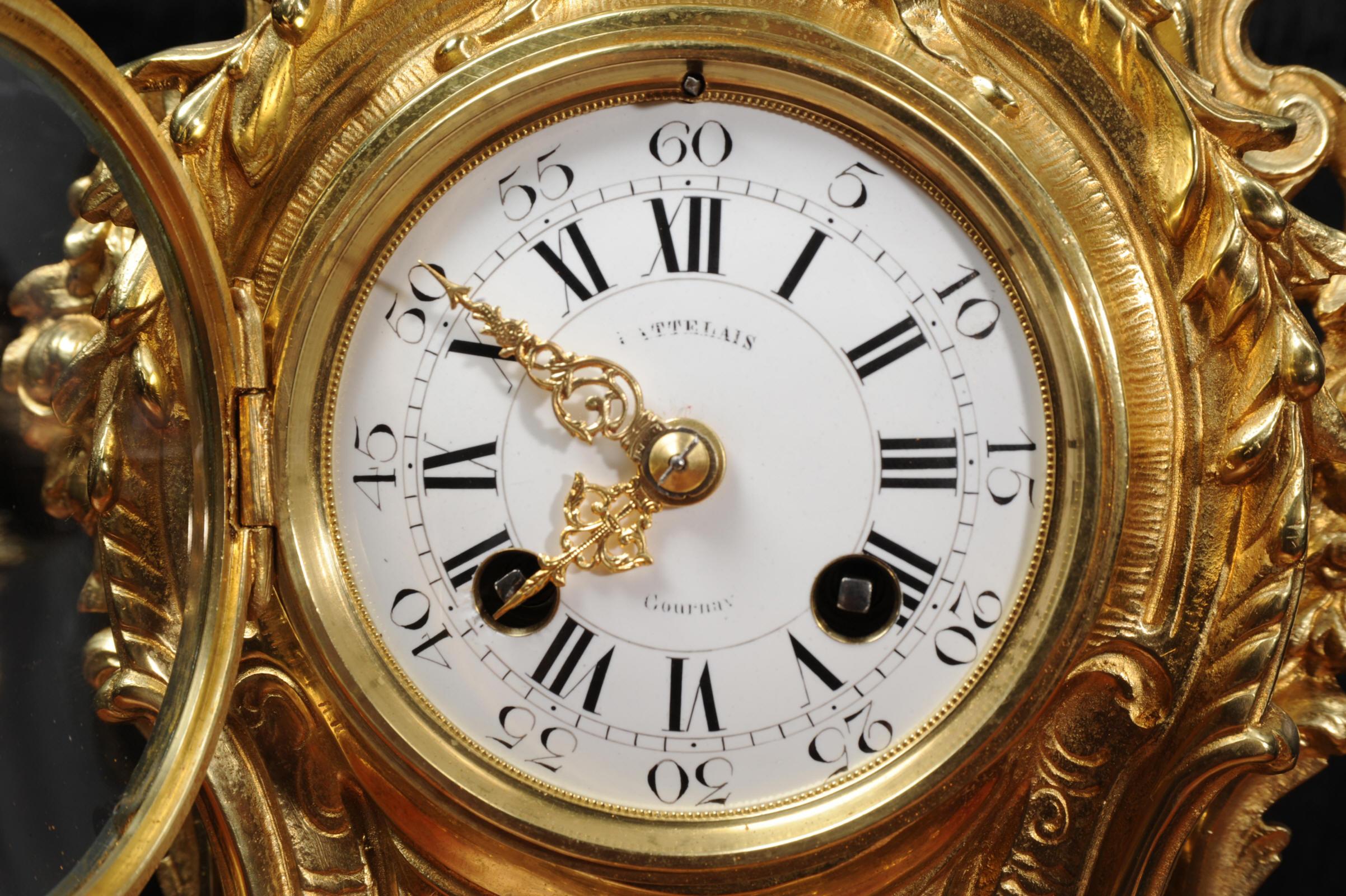 Antique French Gilt Bronze Baroque Boudoir Clock 11