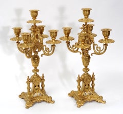 Antique chandelier baroque français en bronze doré